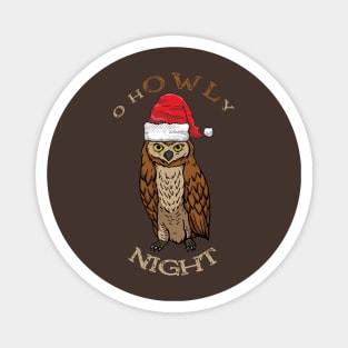 O hOWLy Night Funny Christmas Santa Owl Magnet